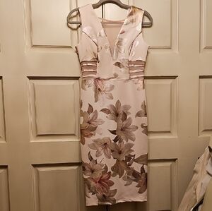 Enfocus Studio Gold and Pink Embellished Tiered Midi Dress